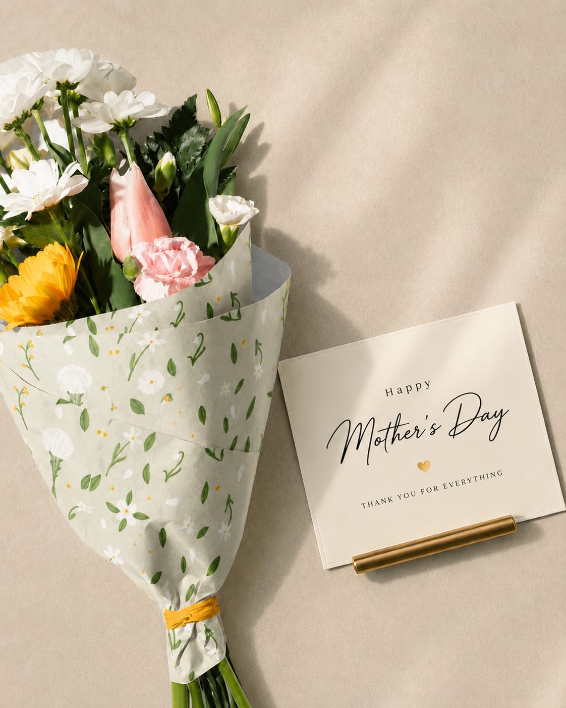 Mother's Day bouquet with note card delivered in Fes, Morocco
