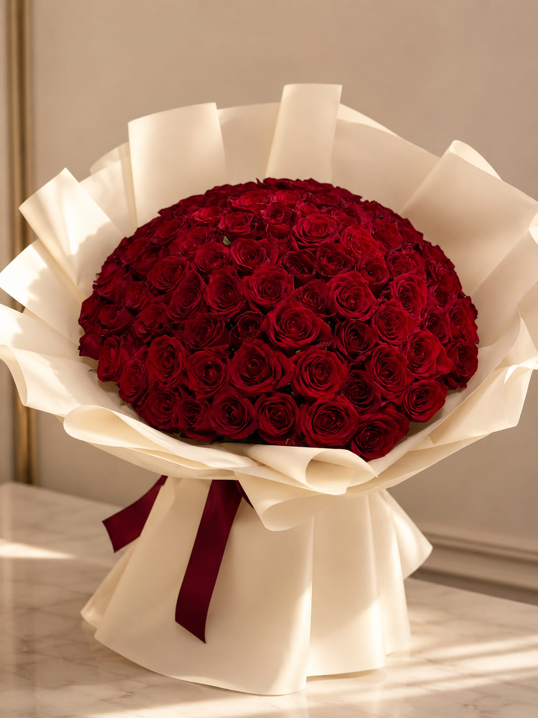 Photo sent in the chat: the Amour bouquet before delivery in Fes