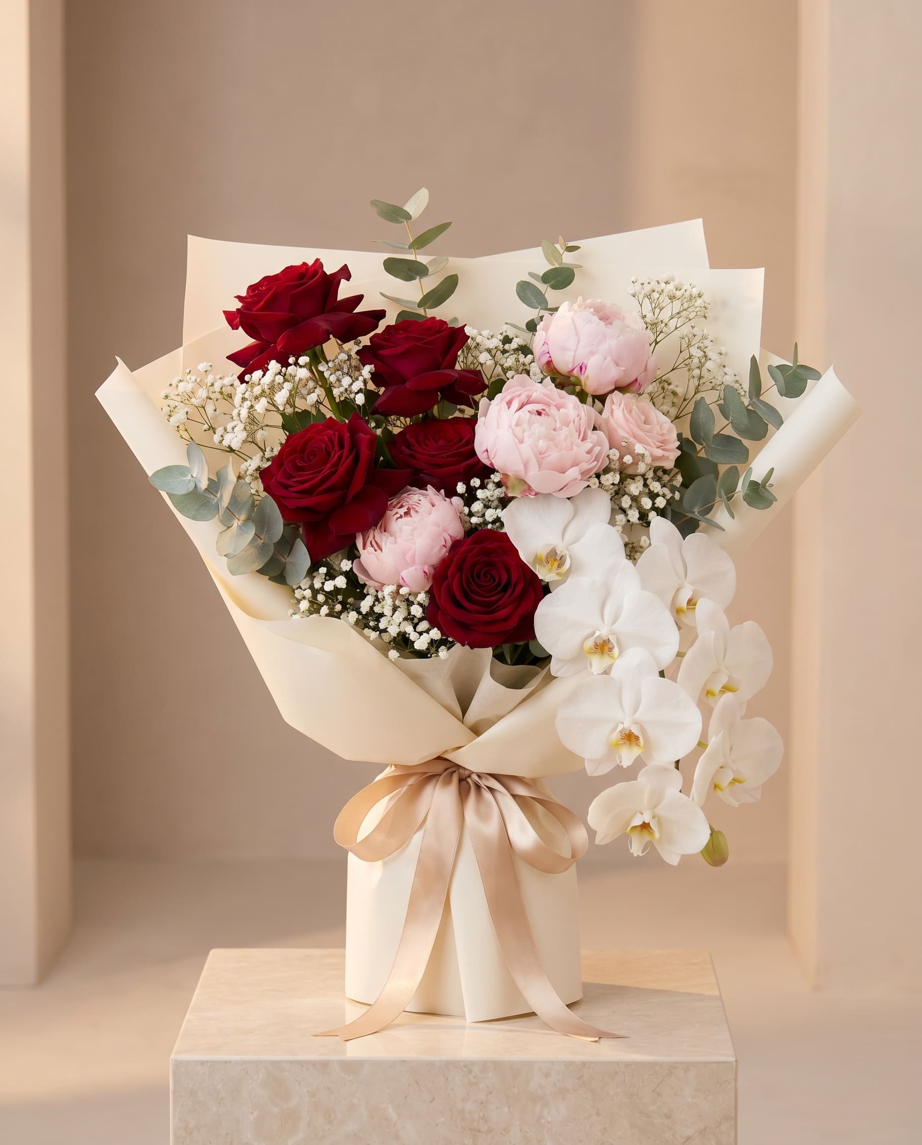 Romantic bouquet prepared for flower delivery in Fes