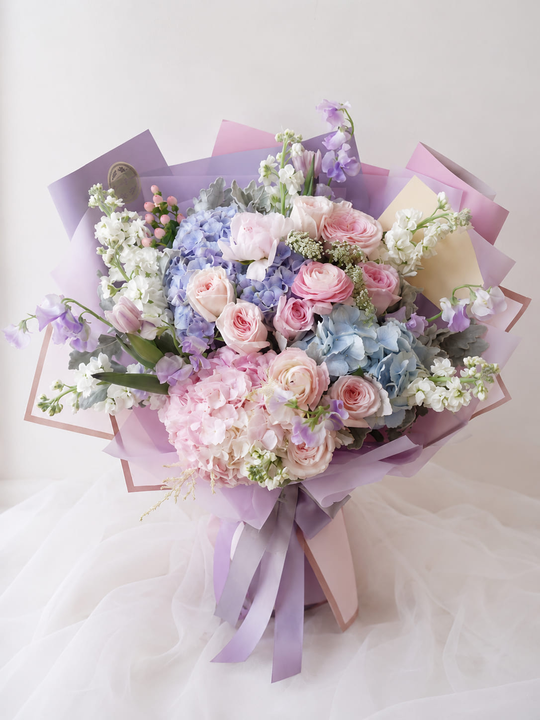 Pastel rose and hydrangea bouquet delivered in Fes, just because